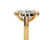 Single Halo Engagement Ring Setting for Round Cut Center with Corner Claws, Plain Band and Prong Head in Yellow Gold