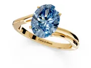 Solitaire Engagement Ring Setting for Fancy Blue Oval Center with Plain Bypass Twist Band and Prong Head in Yellow Gold