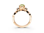 3 Stone Engagement Ring Setting for Fancy Yellow Marquise Center with Pave Twist Band and Prong Head in Rose Gold