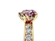 Solitaire Engagement Ring Setting for Fancy Pink Heart-Shaped Center with Channel-Set Accents and Prong Head in Yellow Gold