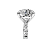 Solitaire Engagement Ring Setting for Round Cut Center with Fine Pave Narrow Band and Prong Head in Platinum