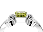 Solitaire Engagement Ring Setting for Fancy Yellow Emerald Cut Center with Twisted Band and Scroll Prong Head in Sterling Silver