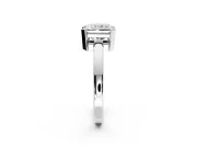 Solitaire Engagement Ring Setting for Radiant Cut Center with Plain Band and Flat Tab Prong Head in Sterling Silver