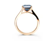 Solitaire Engagement Ring Setting for Fancy Blue Asscher Cut Center with Tapered Shoulders and Prong Head in Rose Gold