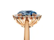 Starburst Halo Engagement Ring Setting for Fancy Blue Oval Center with Thin Round-Wire Band and Prong Head in Rose Gold