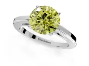 Solitaire Engagement Ring Setting for Fancy Yellow Round Cut Center with Flat-Sided Plain Band and Prong Head in Platinum