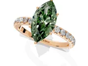 Solitaire Engagement Ring Setting for Fancy Green Marquise Center with Large Accent Band and Prong Head in Rose Gold