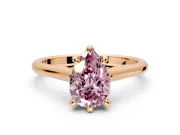 Solitaire Engagement Ring Setting for Fancy Pink Pear-Shaped Center with Cathedral Band and Prong Head in Rose Gold