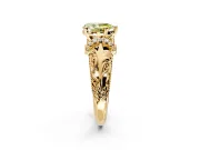 Solitaire Engagement Ring Setting for Fancy Yellow Pear-Shaped Center with Filigree Accent Basket and Prong Head in Yellow Gold