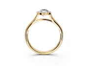 Solitaire Engagement Ring Setting for Marquise Center with V Split Shank and Bezel Head in Yellow Gold