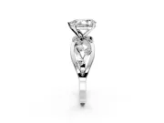 Solitaire Engagement Ring Setting for Pear-Shaped Center with Criss-Cross Accent Band and Prong Head in Platinum