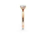 Low-Set Solitaire Engagement Ring Setting for Princess Cut Center with Thin Plain Band and Prong Head in Rose Gold