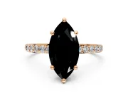 Solitaire Engagement Ring Setting for Fancy Black Marquise Center with Pave Accents and Prong Head in Rose Gold