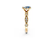 Solitaire Engagement Ring Setting for Fancy Blue Oval Center with Milgrain Bezel Accents and Prong Head in Yellow Gold