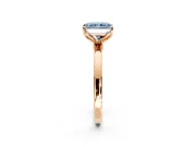 Solitaire Engagement Ring Setting for Fancy Blue Radiant Cut Center with Thin Rounded Plain Band and Prong Head in Rose Gold