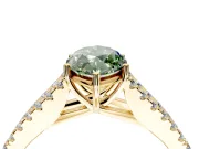 Solitaire Engagement Ring Setting for Fancy Green Marquise Center with Pave Split Shank and Prong Head in Yellow Gold