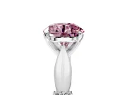 Solitaire Engagement Ring Setting for Fancy Pink Round Cut Center with Carved Leaf Shoulders and Prong Head in Platinum