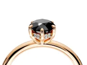 Hidden Halo Engagement Ring Setting for Fancy Black Marquise Center with Thin Rounded Band and Prong Head in Rose Gold