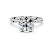 Hidden Halo Engagement Ring Setting for Round Cut Center with Thin Round-Wire Band and Prong Head in Platinum