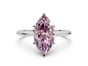 Solitaire Engagement Ring Setting for Fancy Pink Marquise Center with Knife Ridge Band and Claw Prong Head in White Gold