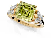 Floral Engagement Ring Setting for Fancy Yellow Princess Cut Center with Marquise Cluster Shoulders and Prong Head in Yellow Gold