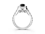 Solitaire Engagement Ring Setting for Fancy Black Pear-Shaped Center with Pave Cathedral Shoulders and Prong Head in White Gold