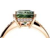 Solitaire Engagement Ring Setting for Fancy Green Princess Cut Center with Channel-Set Accent Band and Prong Head in Rose Gold