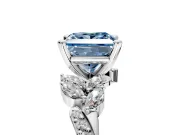 Solitaire Engagement Ring Setting for Fancy Blue Princess Cut Center with Marquise Accent Twist Band and Prong Head in Platinum