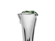 Tension Engagement Ring Setting for Fancy Green Heart-Shaped Center with Wide Tapered Band and Tension Head in Sterling Silver