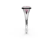 Solitaire Engagement Ring Setting for Fancy Pink Princess Cut Center with V Split Shank and Bezel Head in White Gold