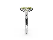 3 Stone Engagement Ring Setting for Fancy Yellow Marquise Center with Tapered Baguettes, Plain Band and Prong Head in White Gold