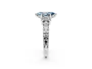 Solitaire Engagement Ring Setting for Fancy Blue Marquise Center with Filigree Band and Prong Head in Platinum