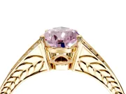 Split Shank Engagement Ring Setting for Fancy Pink Pear-Shaped Center with Pave Split Shank and Prong Head in Yellow Gold