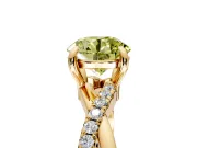 Solitaire Engagement Ring Setting for Fancy Yellow Round Cut Center with Half-Pave Crossover Band and Prong Head in Yellow Gold