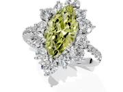 Floral Halo Engagement Ring Setting for Fancy Yellow Marquise Center with Pave Accents and Prong Head in Sterling Silver