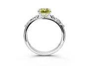Cluster Engagement Ring Setting for Fancy Yellow Radiant Cut Center with Round Cut Accent Band and Prong Head in Sterling Silver