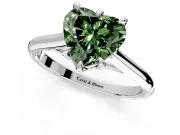 Solitaire Engagement Ring Setting for Fancy Green Heart-Shaped Center with Cathedral Band and Prong Head in Platinum