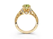Solitaire Engagement Ring Setting for Fancy Yellow Round Cut Center with Filigree Accent Basket and Prong Head in Yellow Gold