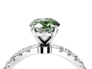 Open Basket Engagement Ring Setting for Fancy Green Oval Center with Pave Band and Prong Head in Platinum