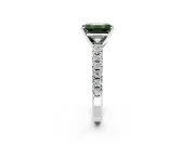 Solitaire Engagement Ring Setting for Fancy Green Emerald Cut Center with Large Accents and Prong Head in Platinum