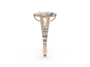 Solitaire Engagement Ring Setting for Marquise Center with Pave Split Shank and Prong Head in Rose Gold