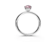 Hidden Halo Engagement Ring Setting for Fancy Pink Pear-Shaped Center with Thin Rounded Band and Prong Head in Platinum