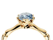 Solitaire Engagement Ring Setting for Fancy Blue Marquise Center with Bamboo Band and Prong Head in Yellow Gold