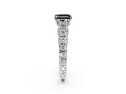 Solitaire Engagement Ring Setting for Fancy Black Asscher Cut Center with Pave Cathedral Shoulders and Prong Head in Sterling Silver