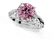 Solitaire Engagement Ring Setting for Fancy Pink Round Cut Center with Filigree Accent Basket and Prong Head in Platinum