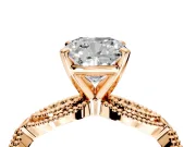 Solitaire Engagement Ring Setting for Cushion Cut Center with Marquise Panel Band and Prong Head in Rose Gold