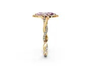 Halo Engagement Ring Setting for Fancy Pink Marquise Center with Twist Band and Prong Head in Yellow Gold