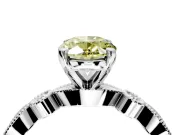 Solitaire Engagement Ring Setting for Fancy Yellow Oval Center with Milgrain Bezel Accents and Prong Head in Sterling Silver