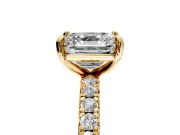 Solitaire Engagement Ring Setting for Asscher Cut Center with Shared-Prong Accents and Prong Head in Yellow Gold