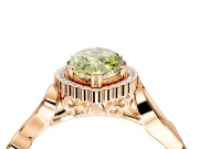 Halo Engagement Ring Setting for Fancy Yellow Marquise Center with Leaf Motif Split Shank and Prong Head in Rose Gold